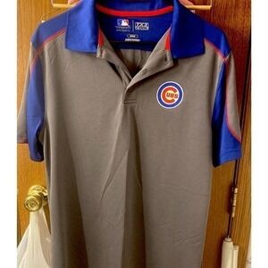 CHICAGO CUBS Shirt Men's Polo MLB TX3COOL Logo Gray‎ Blue Baseball Size Med